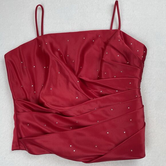 Rebecca Red 2pcs Gown Rhinestone Prom HOCO Bridesmaid-M - Picture 13 of 16